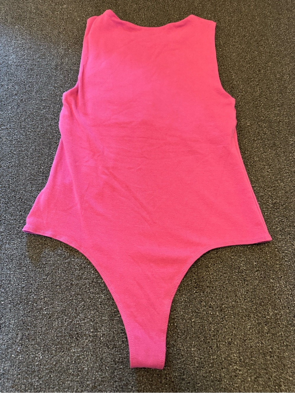 Steve Madden Hot Pink Sleeveless Bodysuit | Crewneck Thong Bottom Tank Top Sz M - Picture 2 of 7